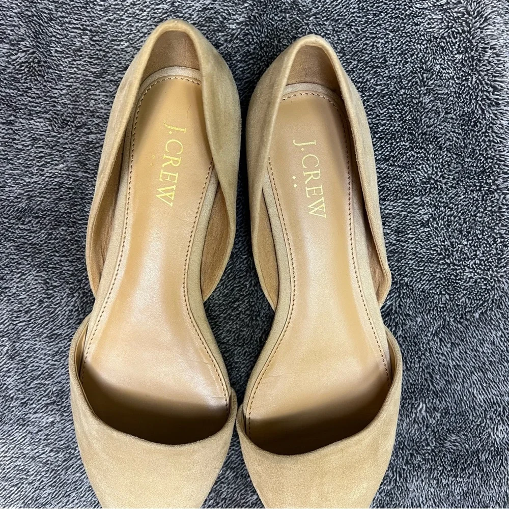 J Crew Zoe D'Orsay Flats Women's Size 6.5 Beige Tan Brown Pointed Toe Suede Shoe - Picture 5 of 9